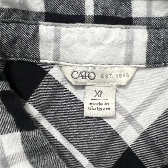 Cato Black and White Plaid Flannel Button Down Shirt - Picture 2 of 5